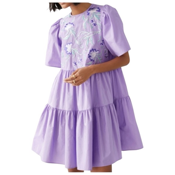 & Other Stories Dresses & Skirts - & Other Stories Purple Tiered Puff Sleeve Midi Dress Women’s 12